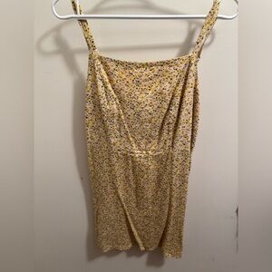 Old Navy Womens Ditsy Floral Linen Blend Fit & Flare Cami Dress M Pink/Yellow